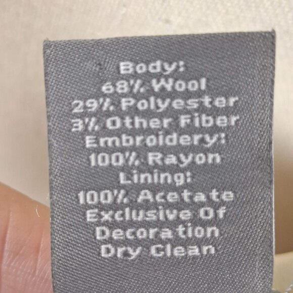 Ann Taylor Size 0 Tan A-Line Skirt Embroidered Floral Bottom Wool Blend EUC - Picture 9 of 10